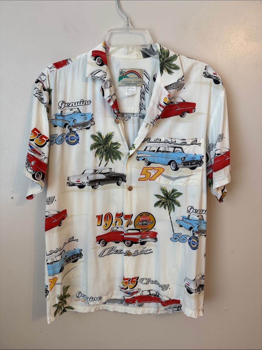 Paradise Found Hawaiian Classic 1957 Chevrolet Shirt 🌴Vintage? Size Medium